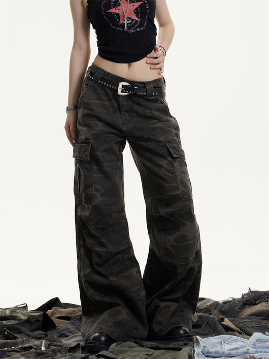 Pantalones Cargo Retro Camuflaje para Mujer - Corte Recto Oversized - Image 15