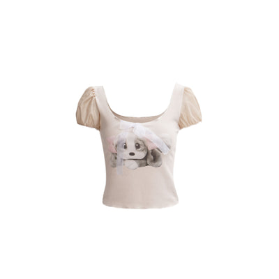 Blusa Cuadrada Y2g Hot Girl con Cuello Camisero y Estampado de Conejo - Image 10