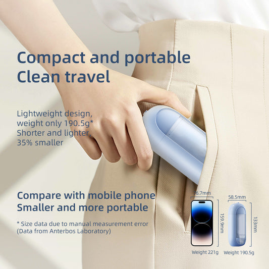 White portable electric dental water flosser with a clear nozzle and retractable water tank for oral hygiene. - Image 2