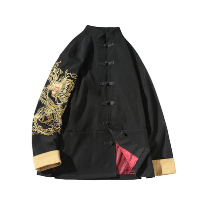 Chaqueta Casual Hombre Algodón y Lino con Bordado Estilo Tang Chino - Image 8