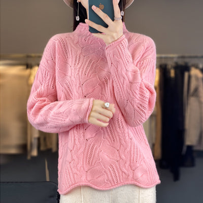 Suéter Hueco Cuello Alto Liso para Otoño e Invierno - Image 8