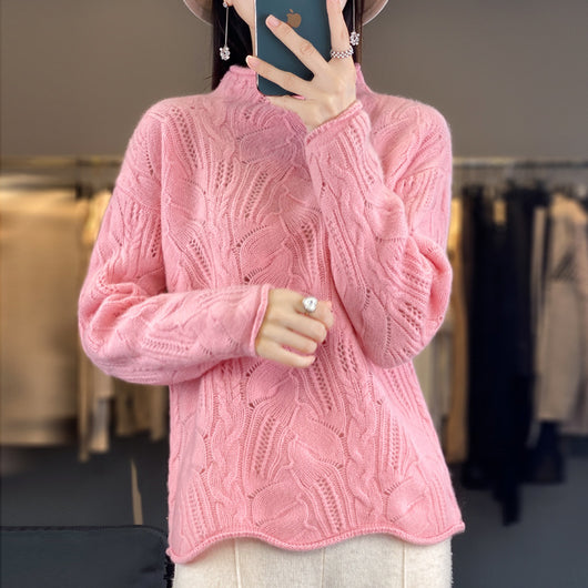Suéter Hueco Cuello Alto Liso para Otoño e Invierno - Image 8