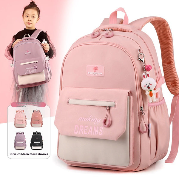 Mochila Escolar Ligera y de Gran Capacidad con Contraste de Colores