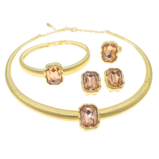 Juego de Joyas Geométricas: Collar, Aretes, Pulsera y Anillo - Image 10