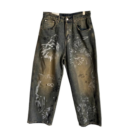 Pantalones Holgados de Corte Recto con Diseño de Patchwork para Hombre - Image 5