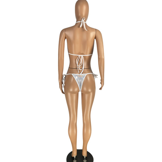 Bikini de Malla Elástica Conjunto de Cuatro Piezas - Image 10