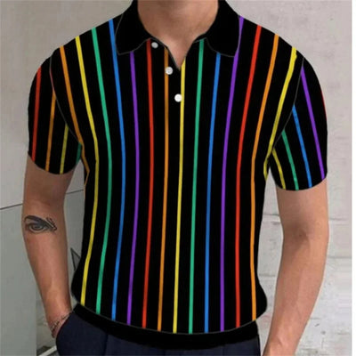 Playera Casual de Verano para Hombre con Estampado 3D Arcoíris - Image 7