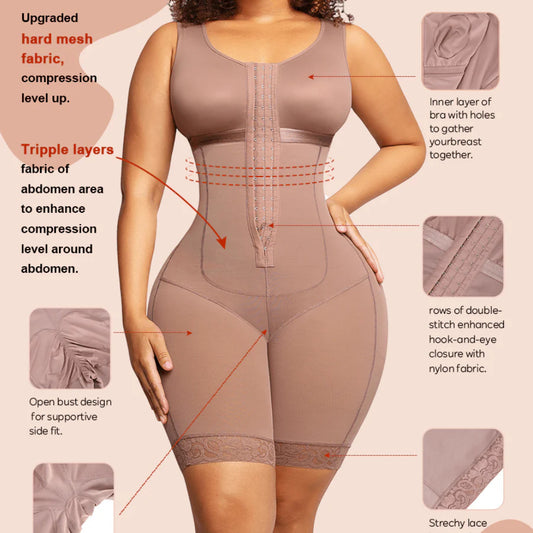 Faja Postoperatoria Reductora de Cuerpo Completo con Control Abdominal