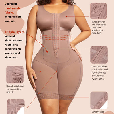 Faja Postoperatoria Reductora de Cuerpo Completo con Control Abdominal