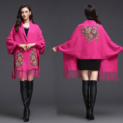 Capa Bordada para Mujer - Abrigo Grueso Elegante con Detalles Artesanales - Image 8