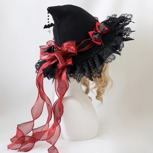 Sombrero Gótico Bruja Lolita de Encaje Hecho a Mano - Image 2