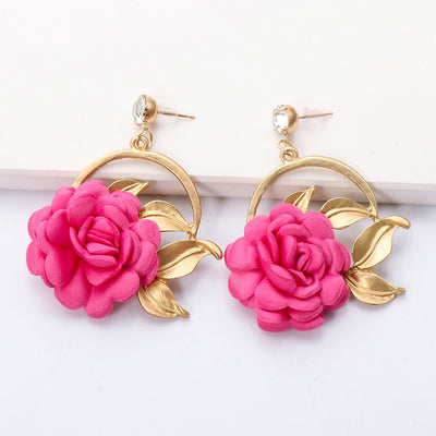 Aretes Colgantes de Tela Floral - Image 12