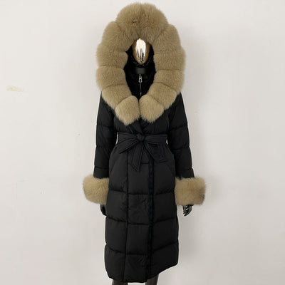 Abrigo Largo Acolchado en Plumón de Ganso Blanco para Mujer - Corte Slim - Image 49