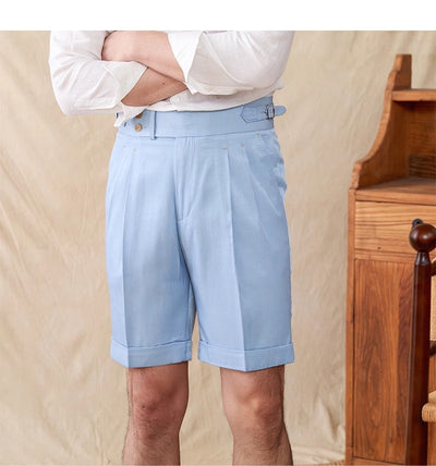 Pantalones Cortos Casuales Napoli de Doble Pliegue para Hombre - Estilo Británico - Image 12