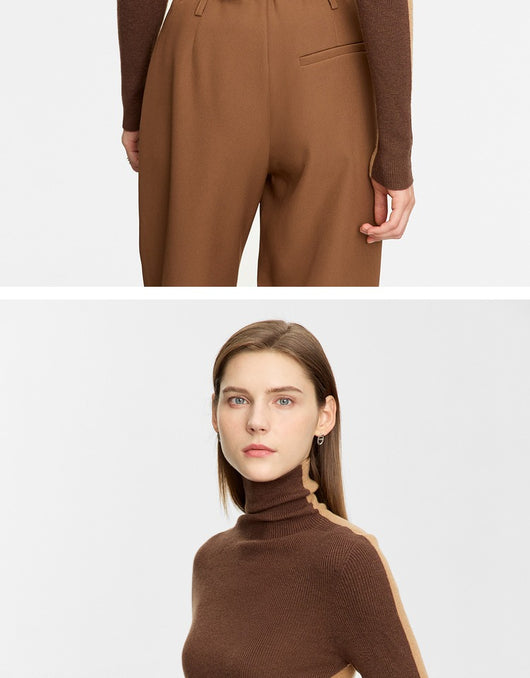 Suéter de Cuello Alto Bicolor en Lana Merino, Ajuste Slim para Mujer - Image 9