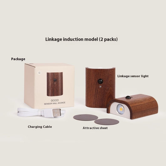 Lámpara LED con Sensor de Movimiento y Diseño de Madera Maciza - Image 6