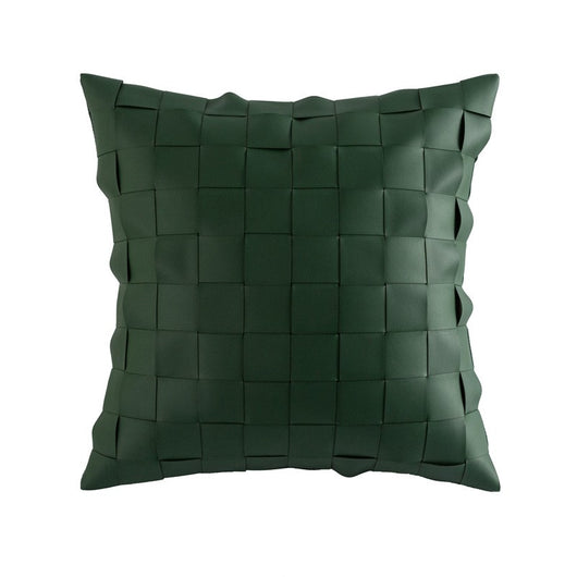 Funda de Almohada de Cuero PU con Diseño Geométrico y Tela Tecnológica - Image 11