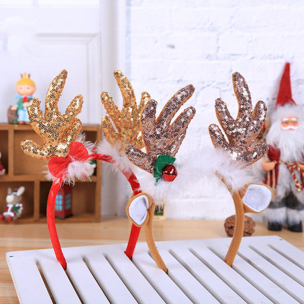 Adorno Navideño para Cabello con Astas Doradas y Lentejuelas