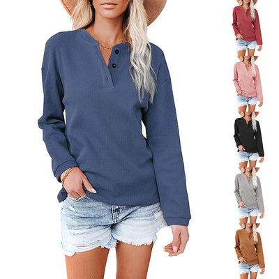 Blusa Manga Larga Cuello en V Mujer - Colores Lisos - Image 15