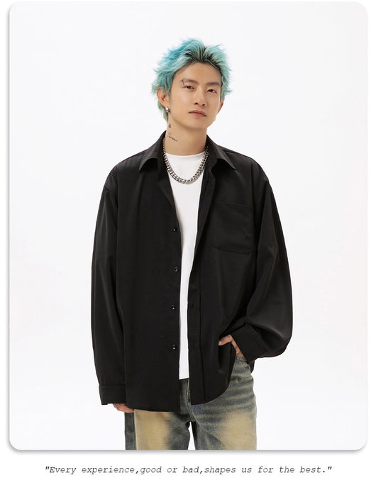 Camisa Larga Drapeada Estilo Japonés para Hombre - Image 25