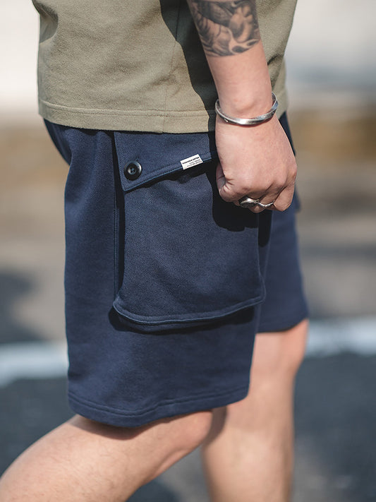 Pantalones Cortos Deportivos de Punto Estilo Militar - Khaki Holgado para Hombre - Image 2