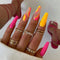Uñas Postizas Rosa Amarillo Rojo 24 Piezas