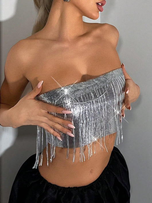Top Tubo Metálico con Borlas Elegante - Image 12