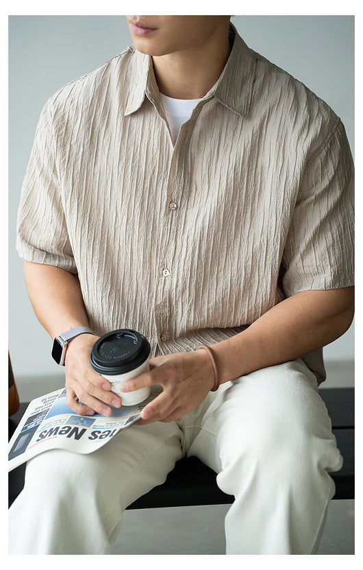 Camisa de Negocios Manga Corta para Hombre con Cuello Clásico - Image 9
