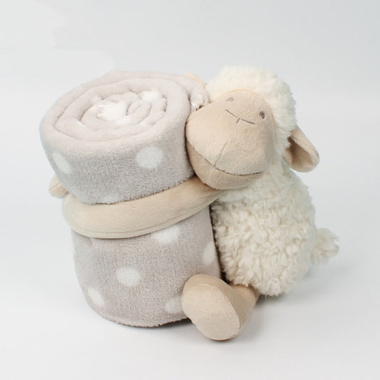 Ovejita Blanca de Peluche con Manta - Juguete Reconfortante para Bebés