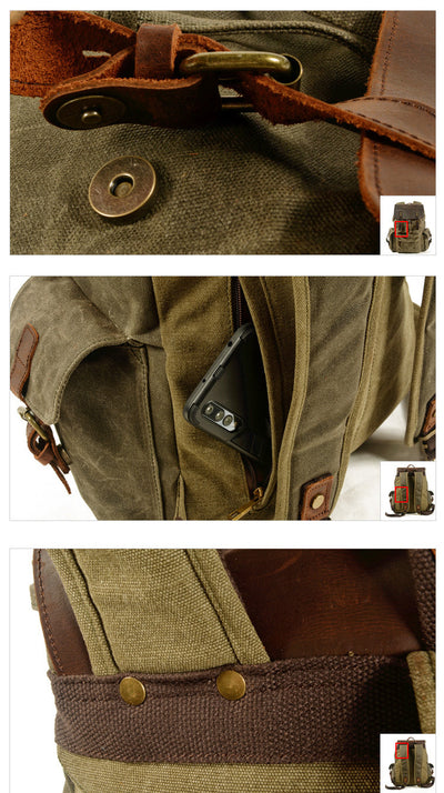 Mochila Casual para Hombre de Lona Encerada - Estilo Moderno con Compartimento para Laptop - Image 16