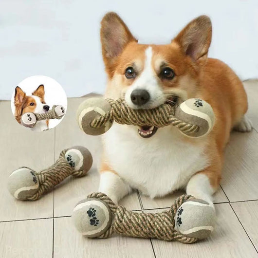 Juguete Interactivo para Perros Medianos y Grandes - Cuerda de Algodón con Pelota de Tenis - Image 4