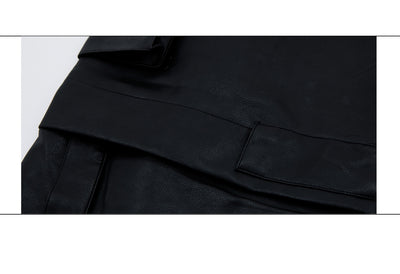 Pantalones de Cuero Retro con Múltiples Bolsillos y Detalles de Costura - Image 15