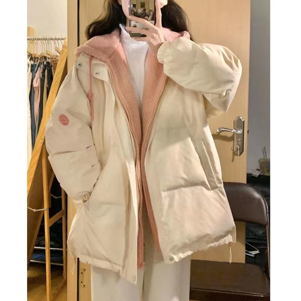 Abrigo Acolchado Doble Tela con Capucha para Mujer - Chaqueta Térmica Gruesa