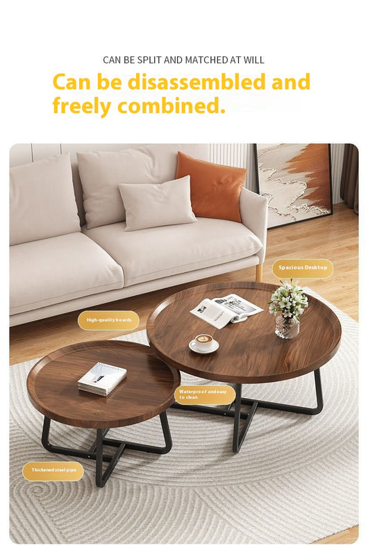 Mesa de Centro Redonda Madera Maciza Lujo Minimalista para Sala - Image 18
