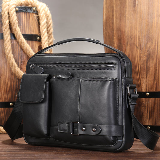 Bolsa Mensajera de Cuero Genuino con Acabado Encerado para Hombre - Image 2