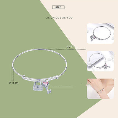 Pulsera de Candado del Amor Ajustable con Llave - Image 10