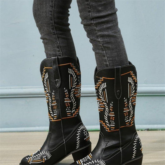 Botas Altas de Tacón Fino con Punta Afilada Estilo Retro Europeo - Image 12