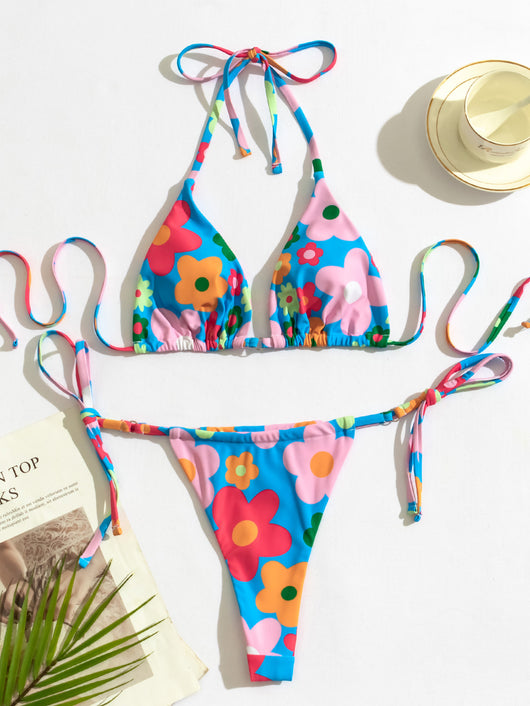 Bikini Estampado con Diseño Split de Personalidad para Mujer