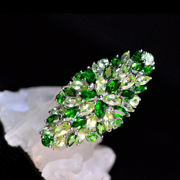 Anillo de Peridoto con Incrustaciones de Piedras Preciosas Ambilight