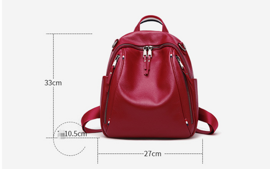 Mochila de Viaje de Cuero Genuino con Doble Cierre y Gran Capacidad - Image 7