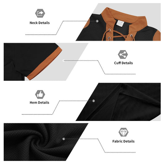 Camiseta Casual Hombre Estilo Medieval con Cuello Cordón - Image 22