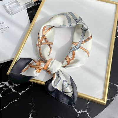 Pañuelo de Seda Estampado con Rayas - Versátil y Combinable - Image 41