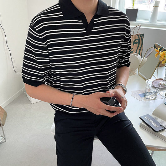 Polo Holgado Verano Estilo Coreano para Hombre - Image 6