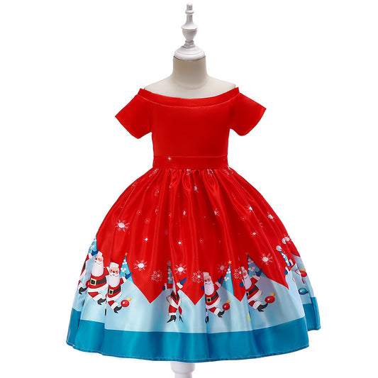 Vestido de Princesa Navideño para Niñas - Elegancia Europea y Americana