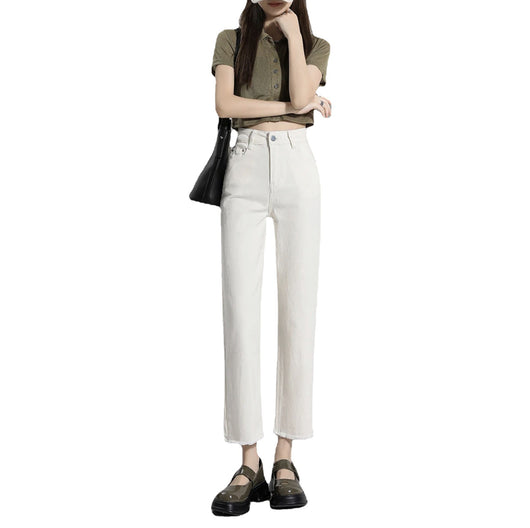 Pantalones Denim Crema Tobilleros para Mujer - Image 9