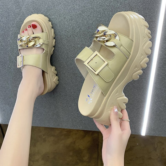 Sandalias y Pantuflas Elevadoras con Hebilla Metálica y Plantilla de Espuma - Image 9