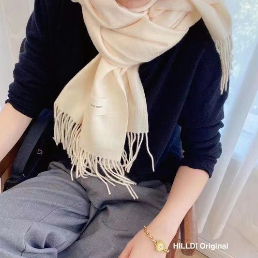 Bufanda Acolchada de Cachemira Sintética con Flecos - Chal Elegante para Mujer