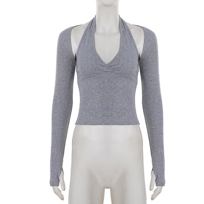 Camiseta Halter Ajustable con Manga Larga y Cintura Marcada - Image 18