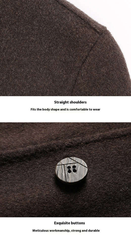 Abrigo de Lana Reversible con Capucha para Hombre - Largo Medio - Image 12