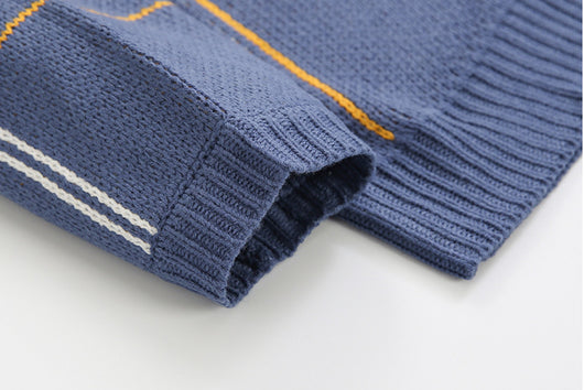 Suéter Holgado Azul para Hombre - Cuello Redondo Tejido Grueso - Image 10
